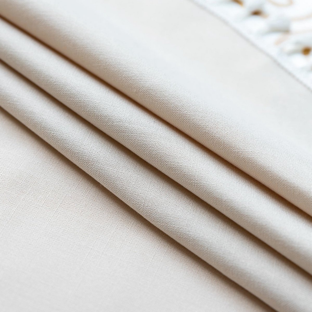 Rond tafelkleed van katoen en linnen met franjes - Beige 140 cm
