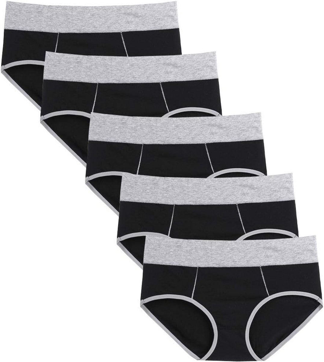 Hoge Taille Katoenen Onderbroek Dames 5-Pack - Tummy Control en Rekbare Slipjes