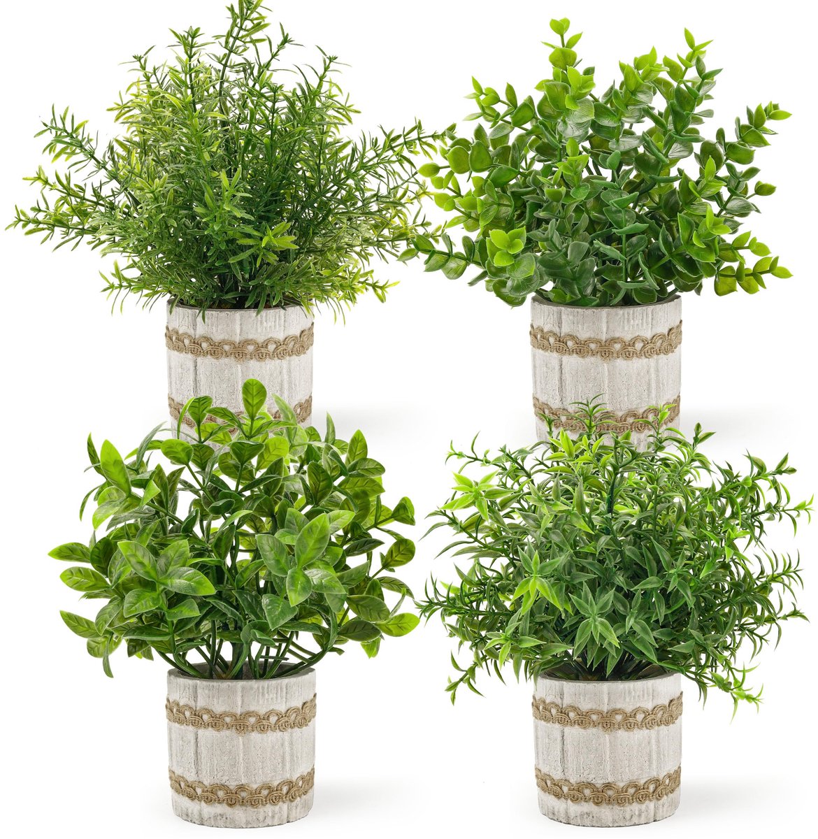 Unyqoos Set van vier levensechte kunstplanten voor decoratie in huis en kantoor Groen
