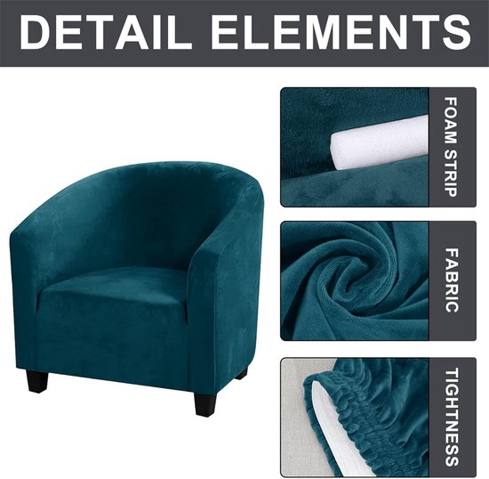 Rekbare Velours Stoelhoezen voor Kuipstoelen - Zachte Bescherming Woonkamer en Eetkamer van Merkloos — afbeelding 5