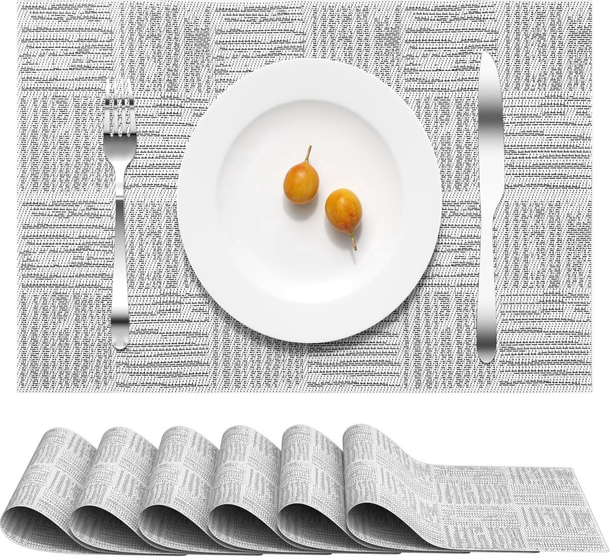 Stunq® 6 Stuks Afwasbare Placemats - Teslin, Antislip, 44x30cm, Hittebestendig
