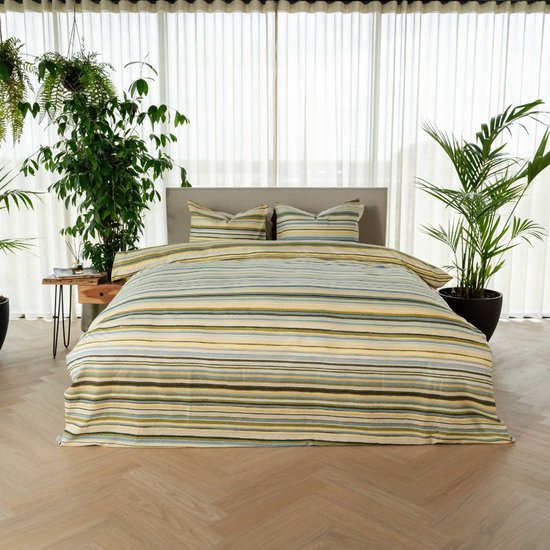 Kayori Ito Dekbedovertrek Katoen - 200x200-220 + 2 slopen - Tweepersoons - Uniek Dessin - Groen