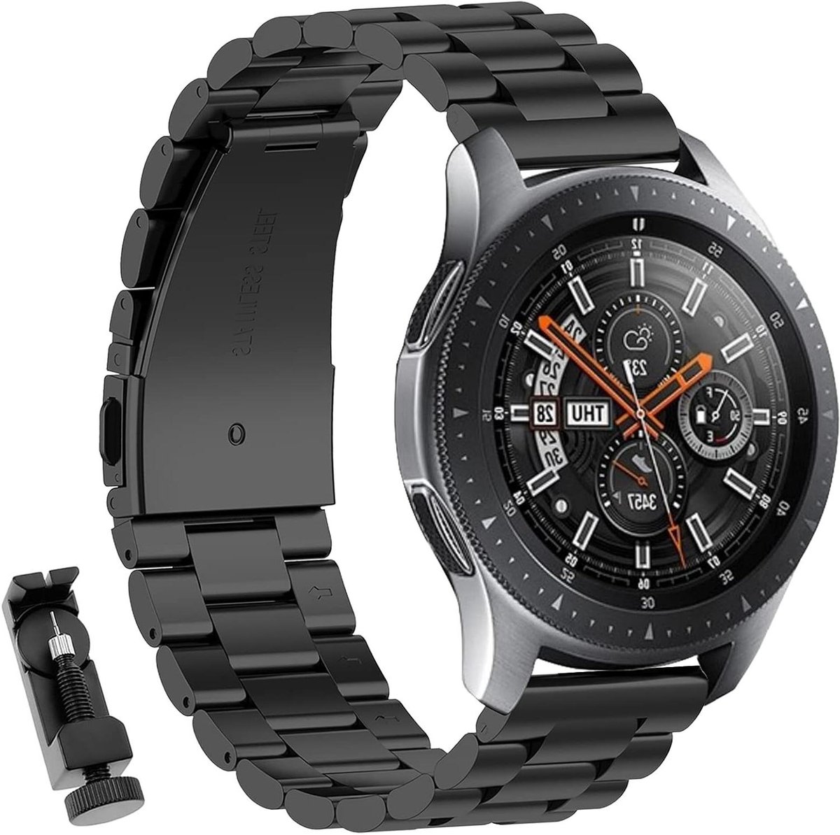 Cosensi - Metalen armband 22 mm compatibel met smartwatches, reserveband voor diverse modellen.