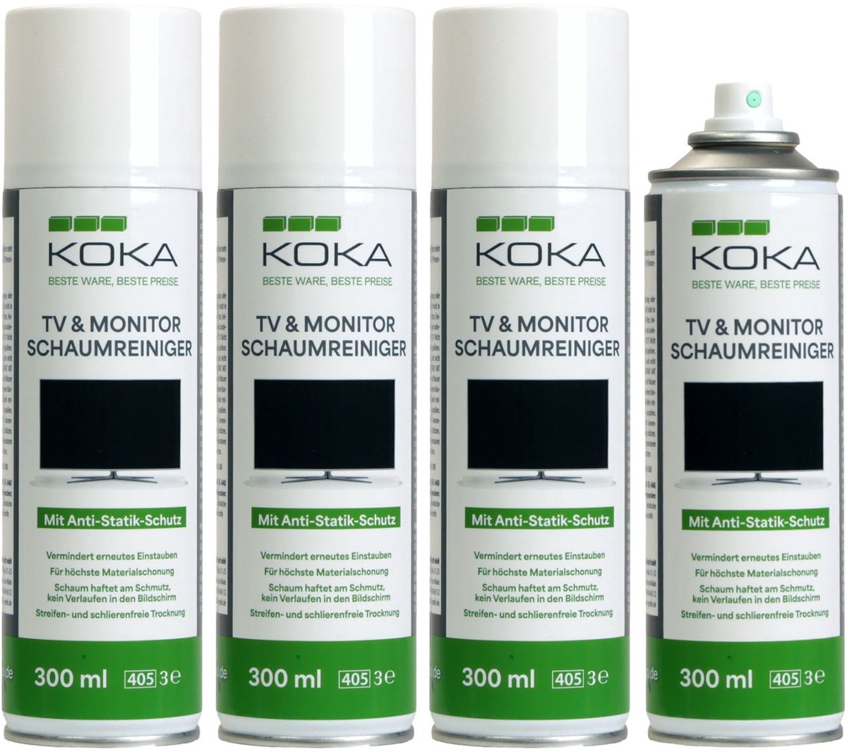 4x set KOKA reinigingsschuim spray bus reiniger TV OLED LCD LED TFT televisie PC Monitor