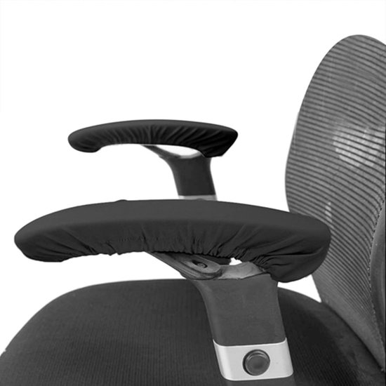 Armleuninghoezen voor Bureaustoel en Gamestoel - 1 paar - Elastische Stoelarmleuning Beschermer - Zwart - Kantoor - Thuis - Comfort van Merkloos — afbeelding 4