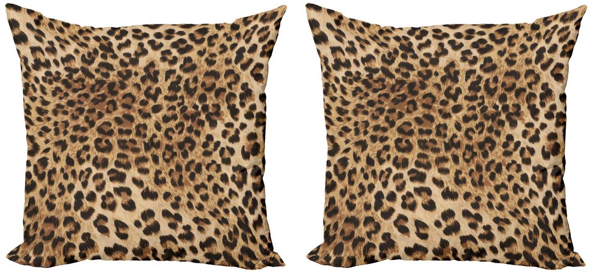ABAKUHAUS Leopardprint Kussenhoezen Set 2x 40x40 cm – Dubbelzijdig bedrukt, met rits