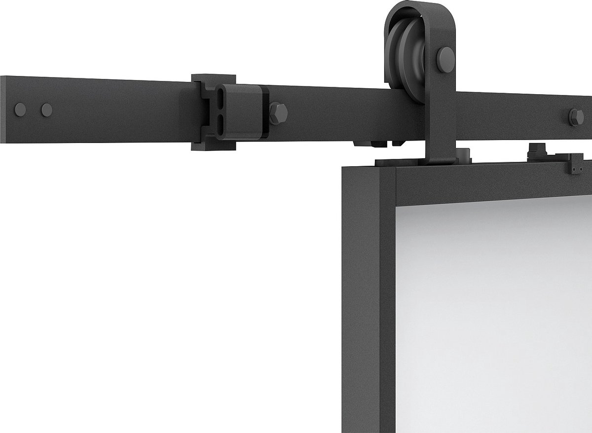 Vente-unique Schuifdeur met ophangsysteem - Aluminium en gerookt gehard glas - H205 x B83 cm - LINCI II