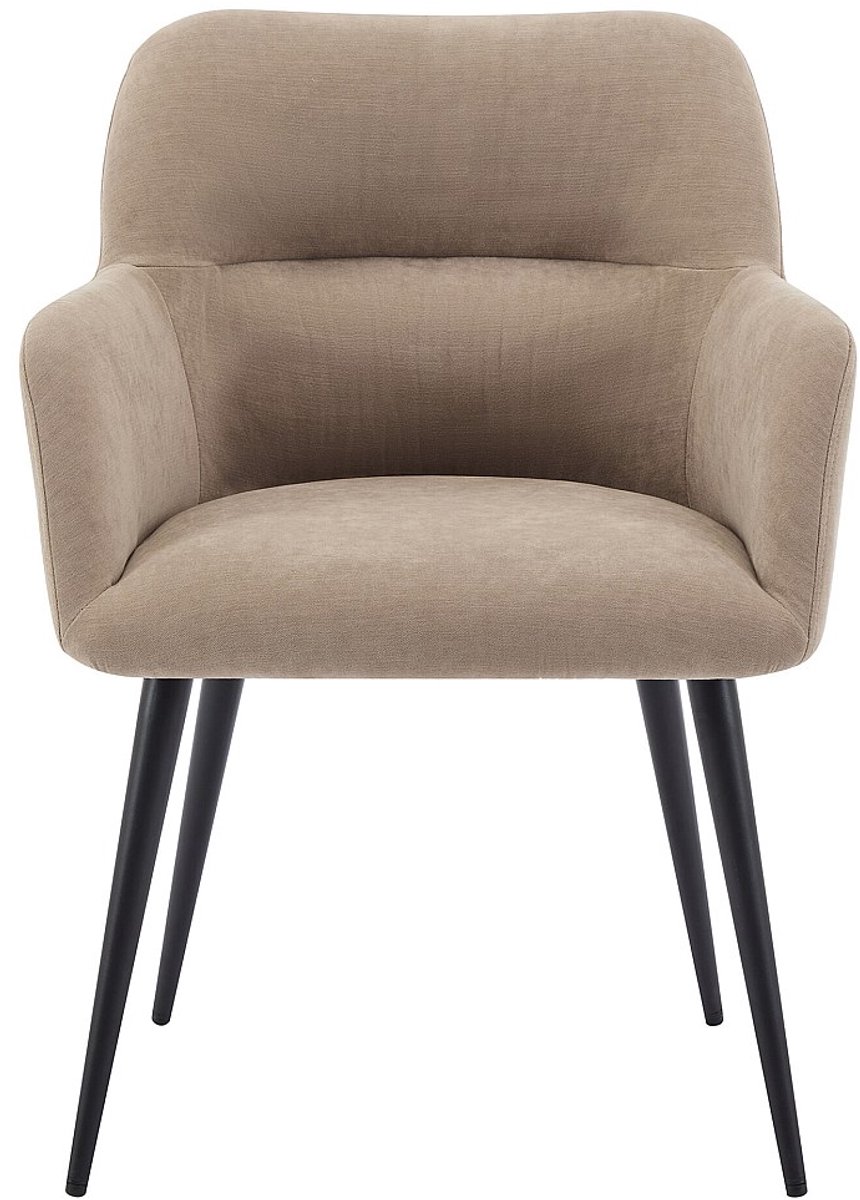 Vente-unique Set van 2 stoelen HEKA - Met armleuningen - Stof en metaal - Beige