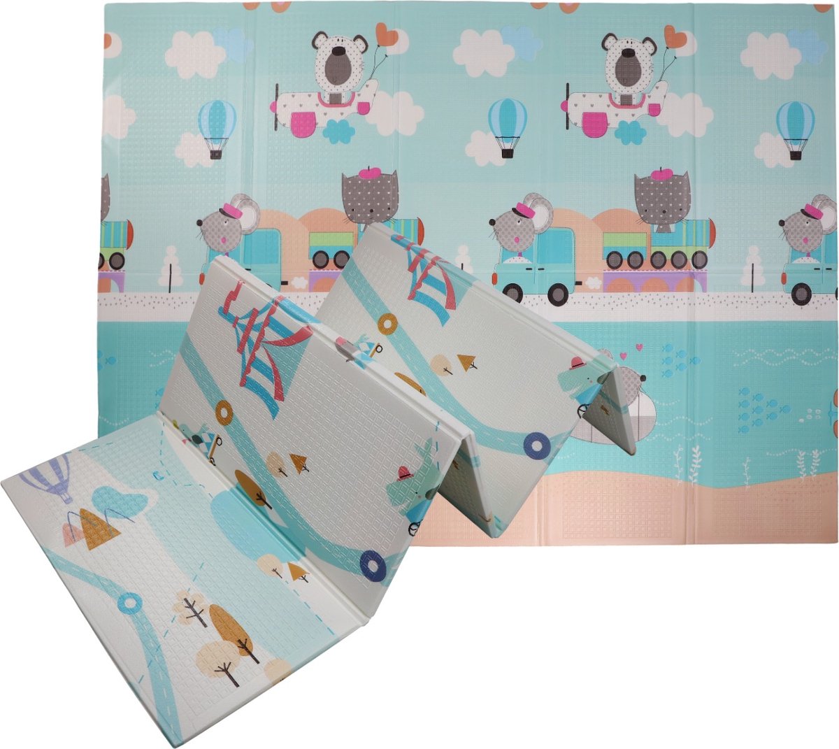 Eco Toys 200 x 150 cm Voertuigen Omkeerbare Speelmat