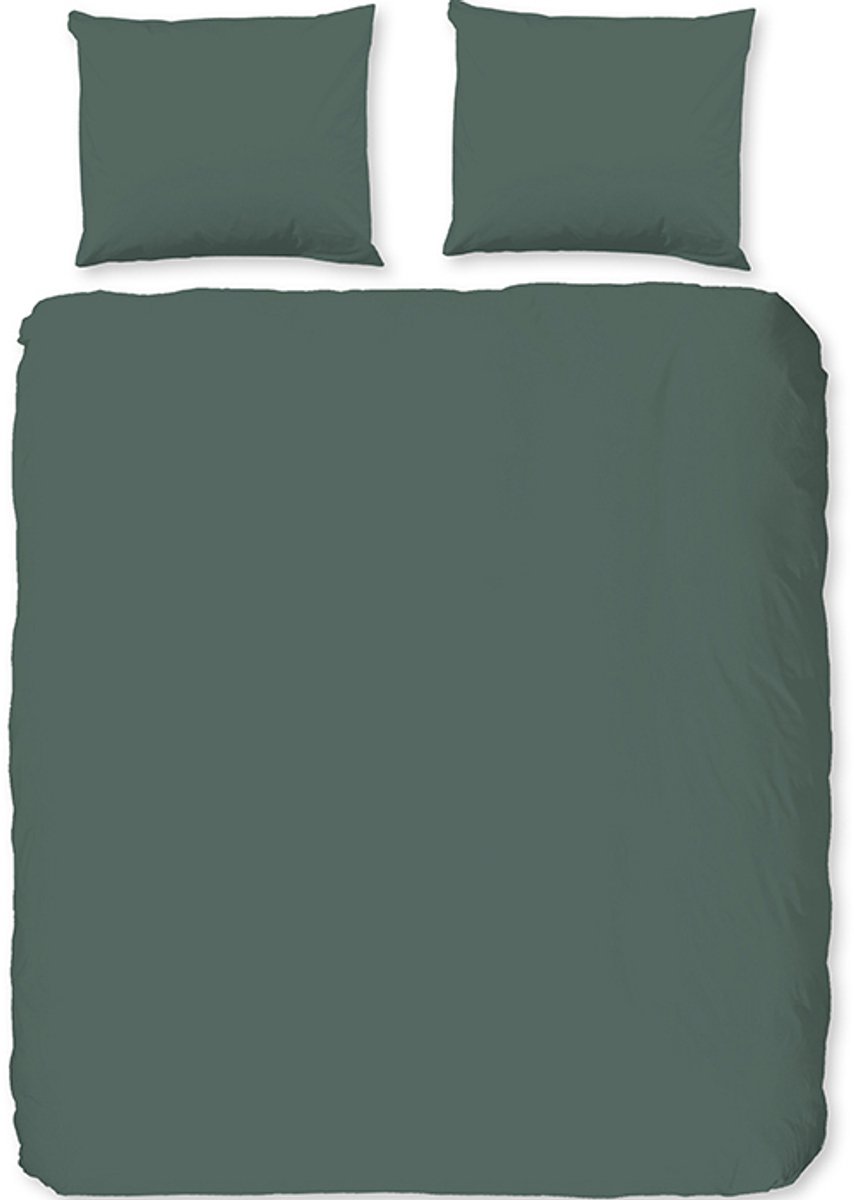 Zavelo Flanellette Effen Dekbedovertrek Olijf Groen-2-persoons (200 x 200/220 cm)