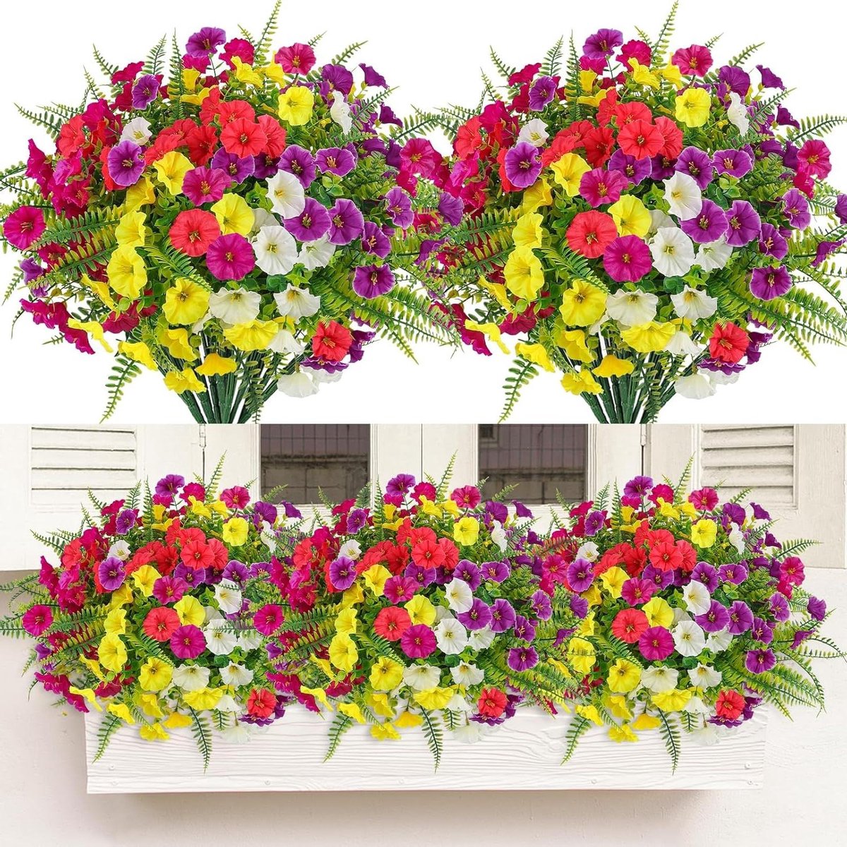 Cosensi Kunstbloemen voor buiten - UV-bestendig - Namaakochtendbloemen - Kunstplanten - Buiten - Kunststof - Massa buiten - Thuis - Tuin - Veranda - Raamdecoratie Any