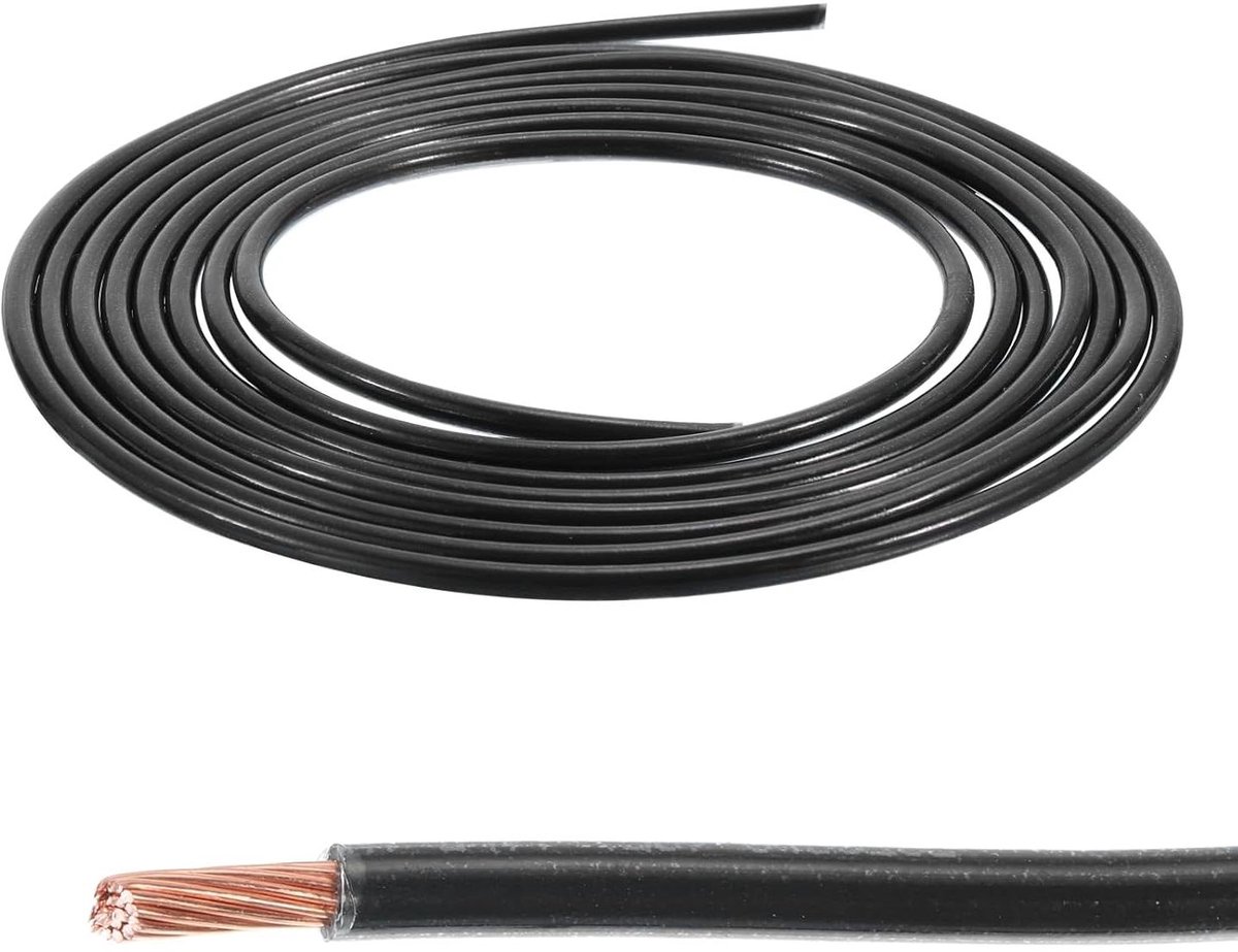 Cosensi - Zwarte koperen bouwdraad 9,84 ft | 14 AWG THHN | 600 V elektrische draad | Koperen kabel voor led-verlichting