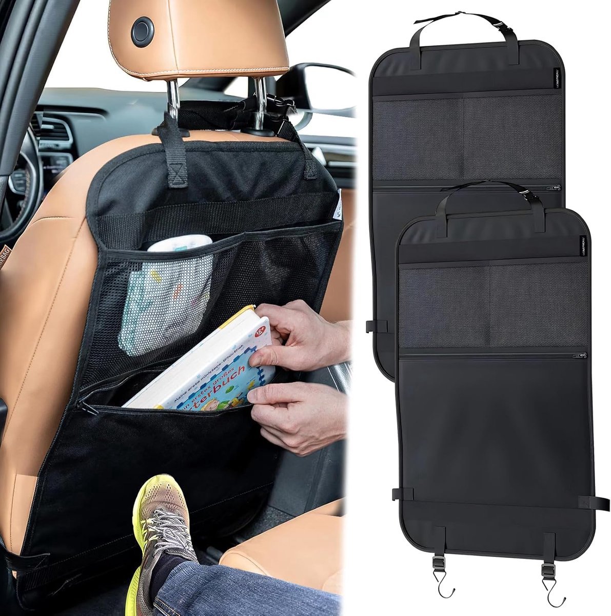 Stunq® Duurzame Auto Stoelbescherming Set met Organisatieoplossing voor Veilig Transport