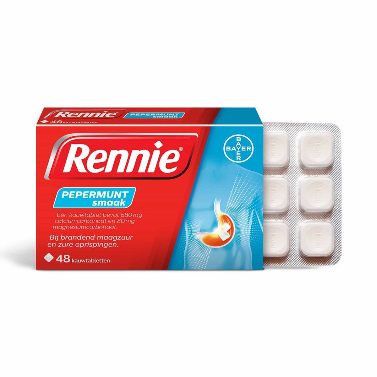 Rennie Pepermunt Kauwtabletten - 2 x 48 tabletten