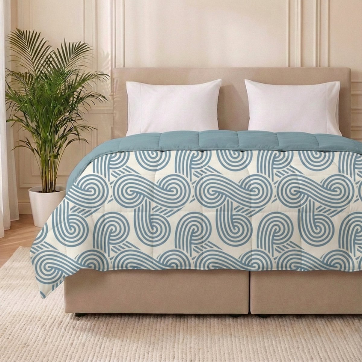 Dekbed-Discounter - Fresh and Co Dekbed Zonder Overtrek 200 x 200 cm - Wasbaar dekbed - Wasbaar op 40 graden - Anti-allergisch - Curvy Lines