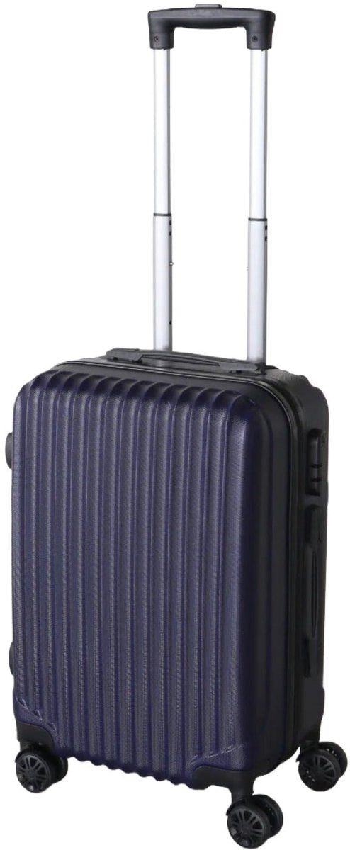 Handbagage koffer 55cm donkerblauw 4 wielen trolley met pin slot reiskoffer