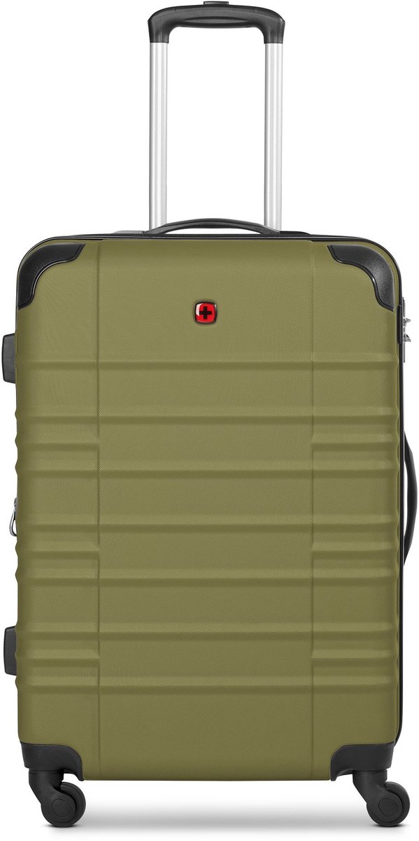 Wenger Amplar Evo 4 wielen Trolley M 65 cm met uitbreidingsplooi - Harde bagage - Combinatieslot - olive