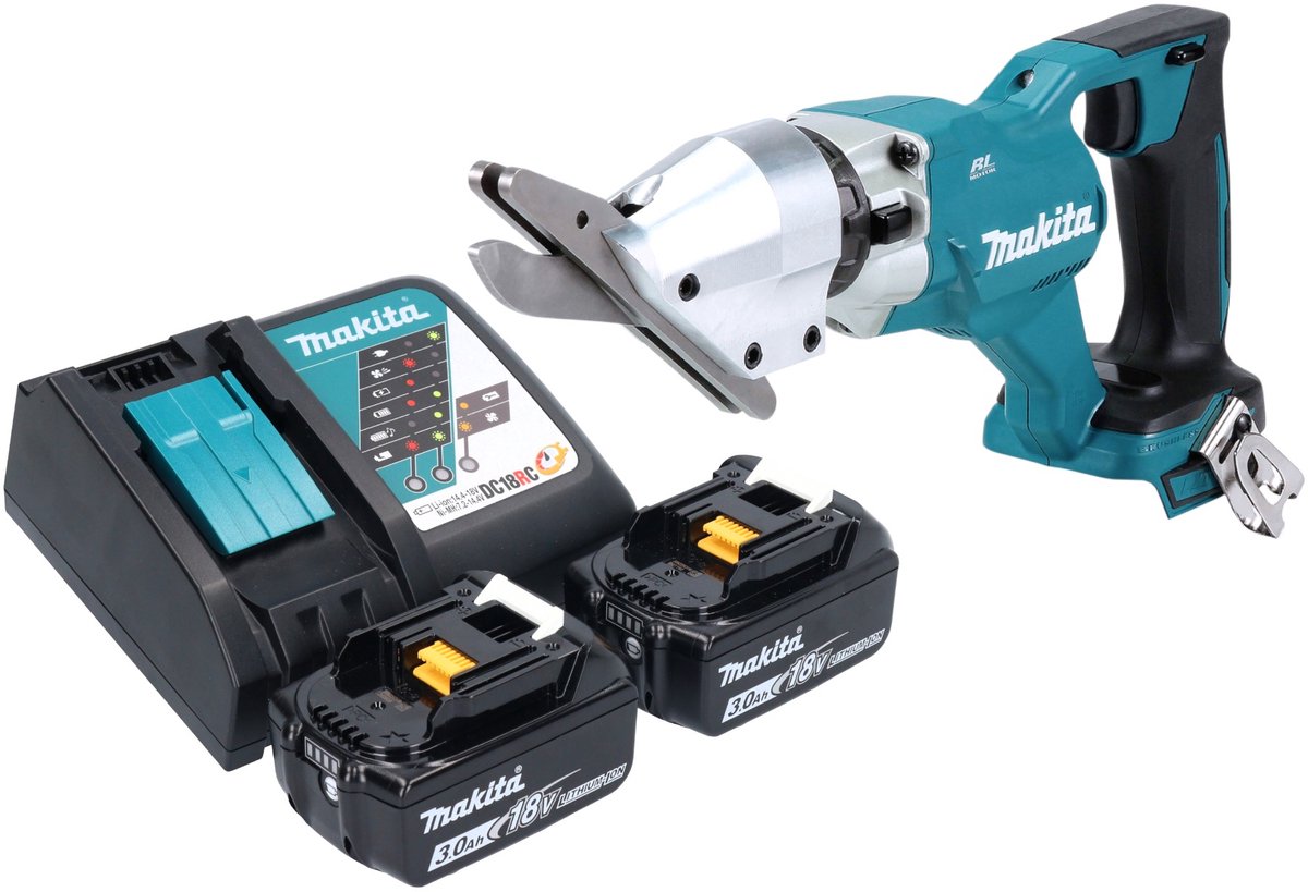 Makita DJS 800 RF accu vezelcementschaar 18 V borstelloos + 2x accu 3,0 Ah + oplader