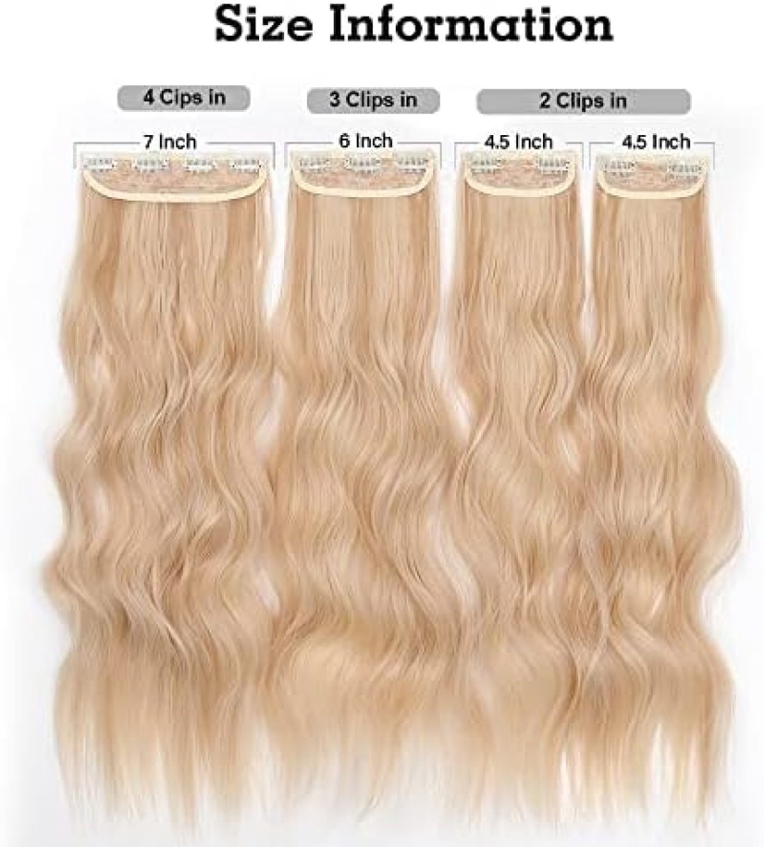 Clip-in Haarextensies - 24 Inch Golvend Synthetisch Haar