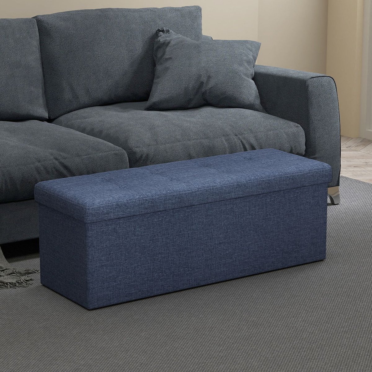 Opbergbank – Chesterfield-stijl – 110 x 38 x 38 cm – Marineblauw