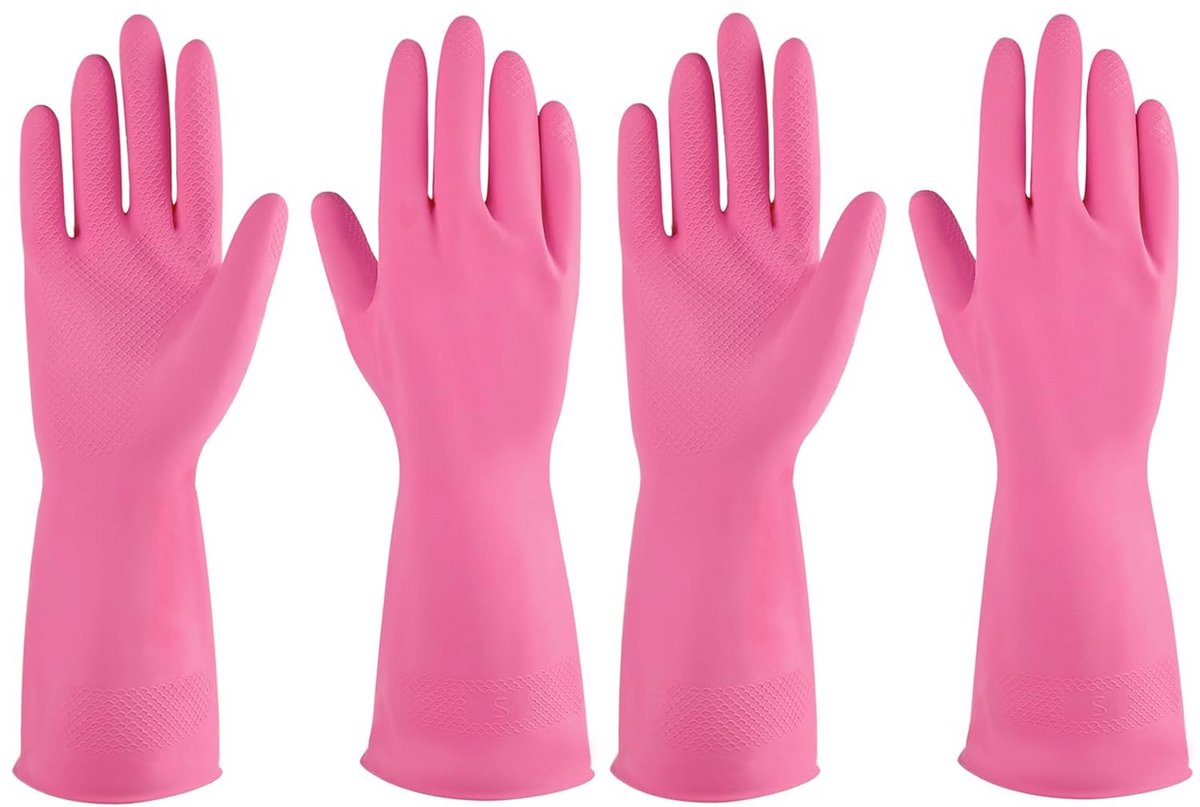 Washbare Rubberen Huishoudhandschoenen voor Keuken en Schoonmaak (2 Paar, Middel)