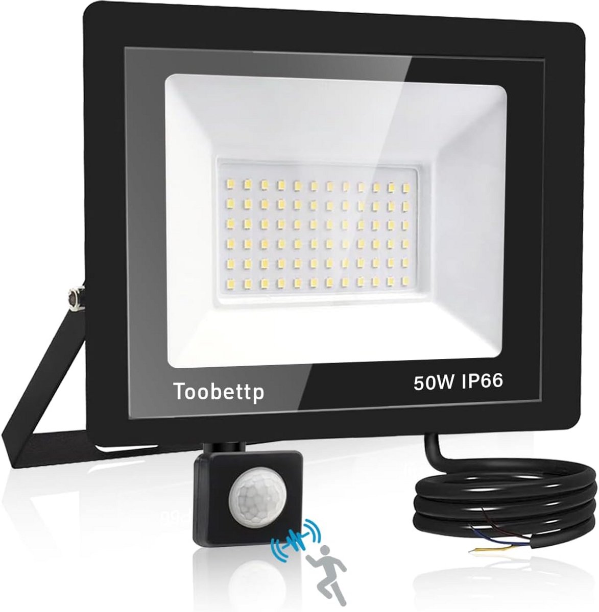 50W LED Buitenlamp met Bewegingsmelder - 5000LM Superhelder Warm Wit Schijnwerper IP66