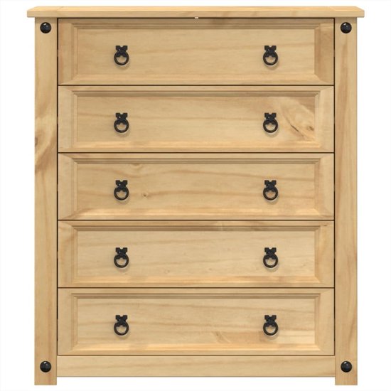 Ladekast 80x40x89 cm van massief grenenhout met 5 lades