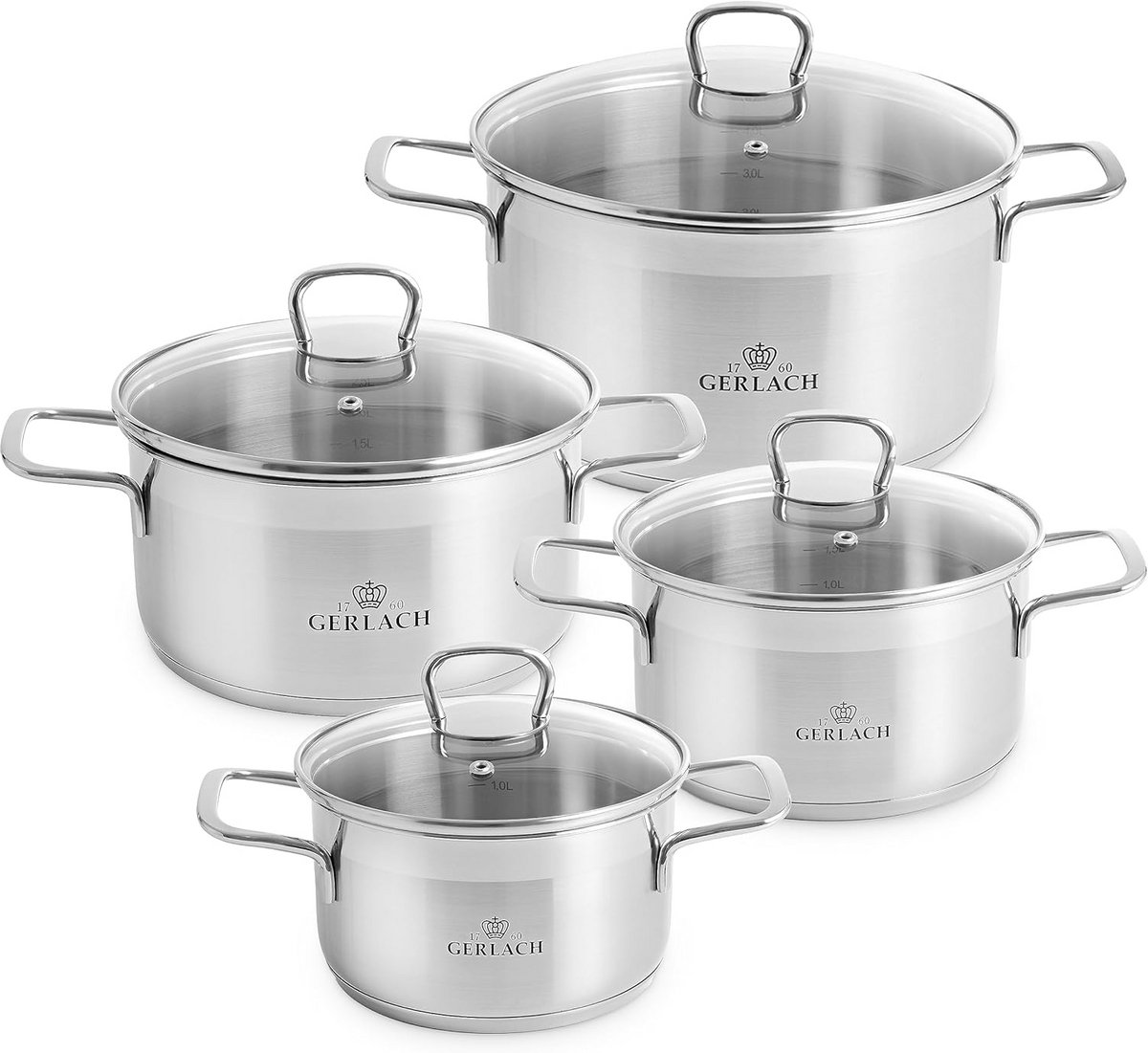 Stainless Steel Induction Pan Set - 4 Pans