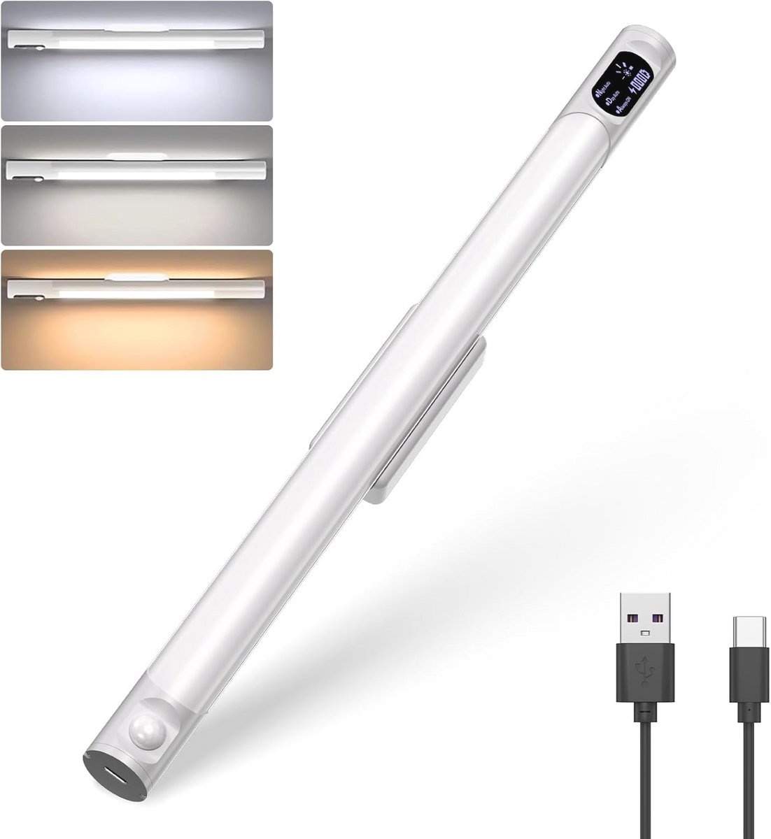 Draadloze LED onderbouwlamp met accu en bewegingsmelder - 36 cm, oplaadbare kastverlichting, USB-dimbaar