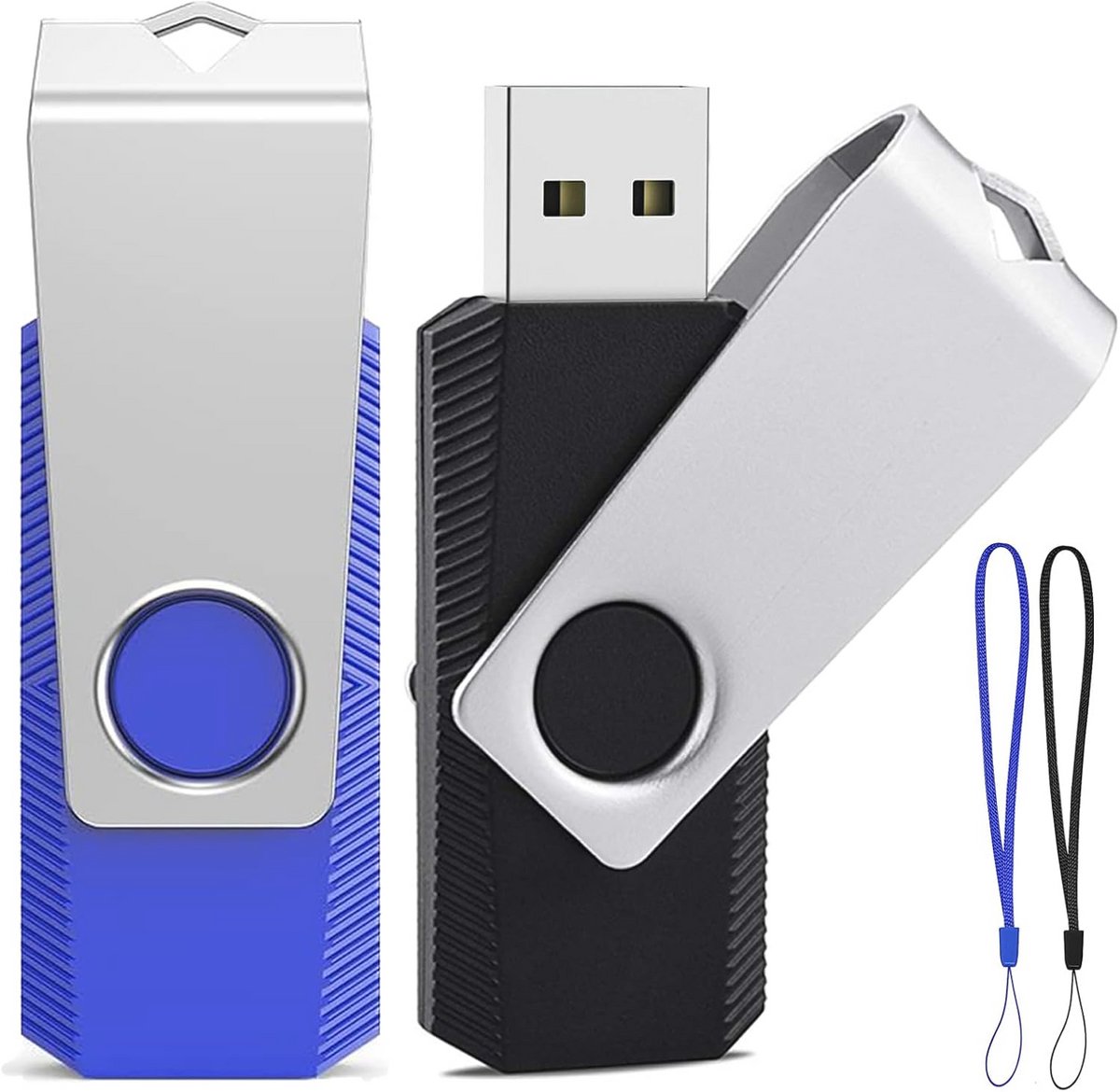 USB Stick 8GB 2 Pack Draaibare Geheugenstick Hoog Snelheid met Lanyards