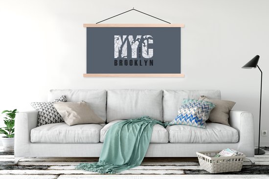 Porte-affiche avec affiche - Affiche scolaire - New York - Brooklyn - NYC - 120x60 cm - lattes vierges