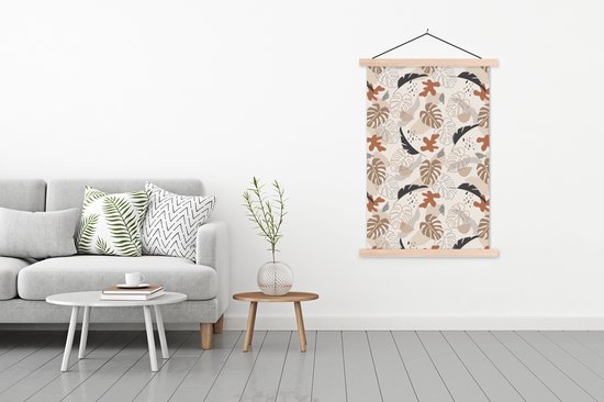 Porte-affiche avec affiche - Affiche scolaire - Été - Feuilles - Pastel - 120x180 cm - lattes vierges