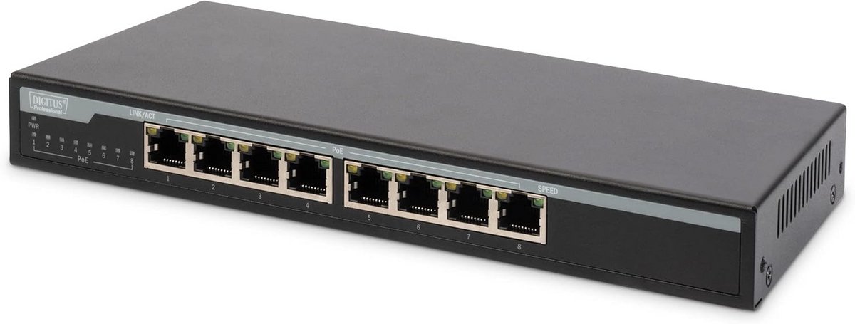 Unmanaged Gigabit PoE Switch met 8 Poorten - Desktop