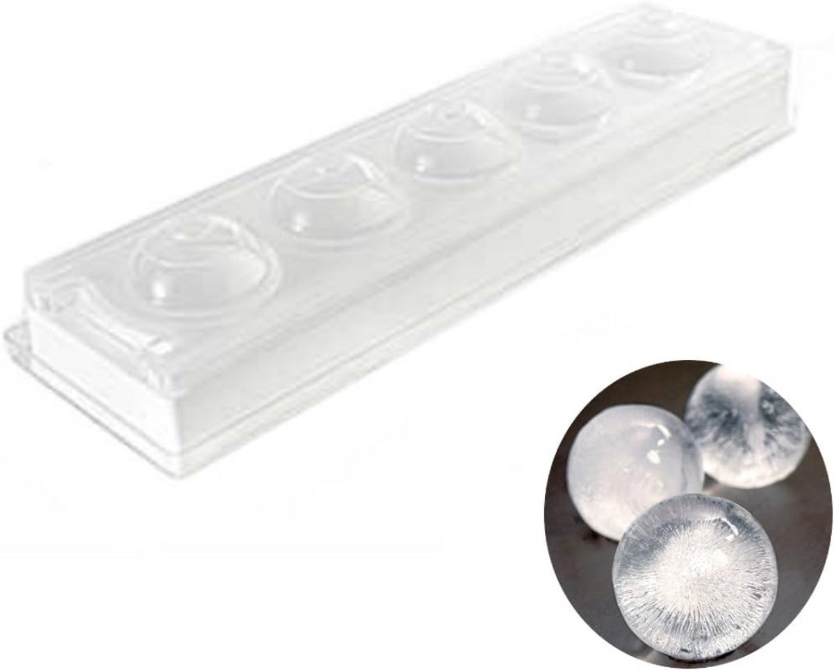 Siliconen mal voor 5 bolvormige ijsblokjes of desserts 5,8 cm
