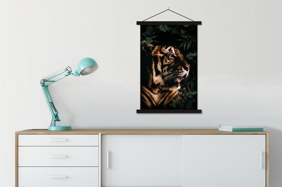 Porte-affiche avec affiche - Affiche scolaire - Tigre - Roar - Plantes - 60x90 cm - Lattes noires