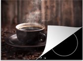 KitchenYeah® Inductie beschermer 65x52 cm - Koffie - Heet - Koffiebonen - Kookplaataccessoires - Afdekplaat voor kookplaat - Inductiebeschermer - Inductiemat - Inductieplaat mat