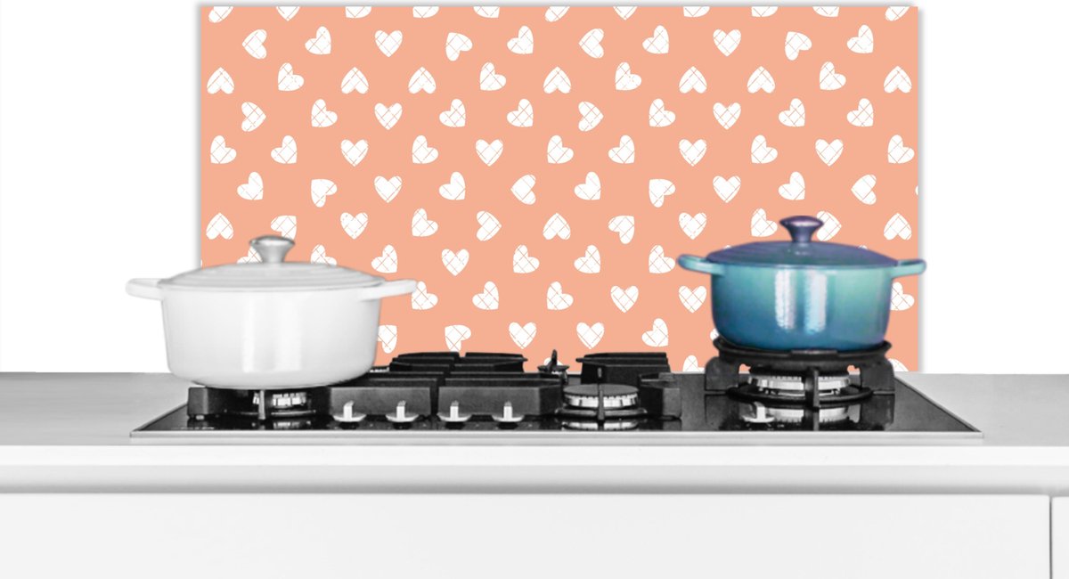 Achterwand keuken - Spatwand - Patronen - Keuken - Design - Figuren - Hart - 90x45 cm - Spatscherm