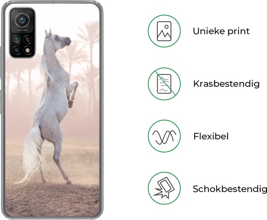 Coque Xiaomi Mi 10T 5G - Cheval - Sable - Palmier - Coque de téléphone en Siliconen