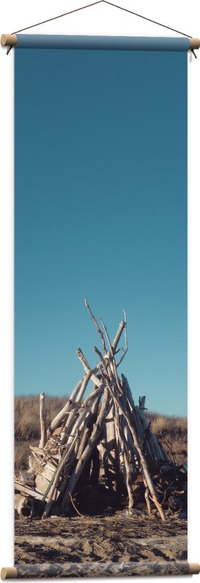 WallClassics - Affiche Textile - Tente de Branches dans les Dunes - 40x120 cm Photo sur Textile