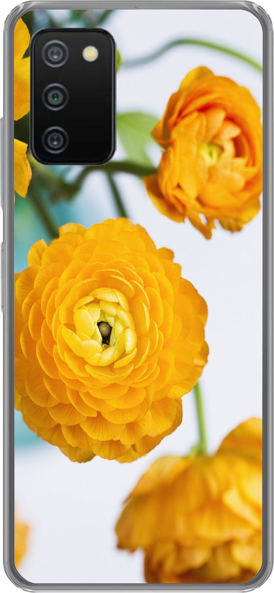 Telefoonhoesje Geschikt voor Samsung Galaxy A03s hoesje - Bloemen - Buiten - Oranje - Siliconen Telefoonhoesje Telefoonhoesje