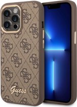 Guess iPhone 14 Pro Hardcase Backcover - 4G - Metal Buttons & Camera - Bruin