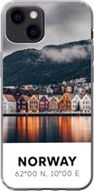 Geschikt voor iPhone 13 mini hoesje - Noorwegen - Scandinavië - Bergen - Winter - Siliconen Telefoonhoesje