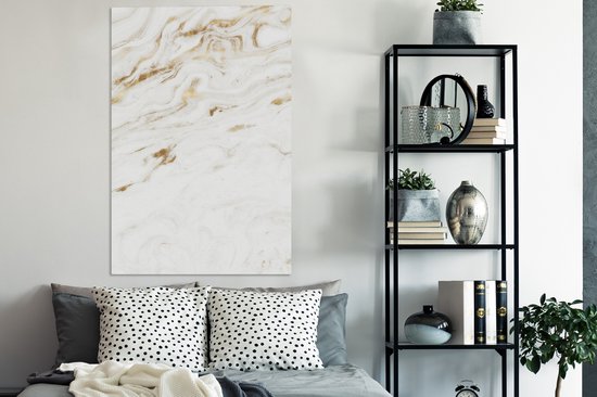 Peintures sur toile - Marbre - Or - Wit - 80x120 cm - Décoration murale