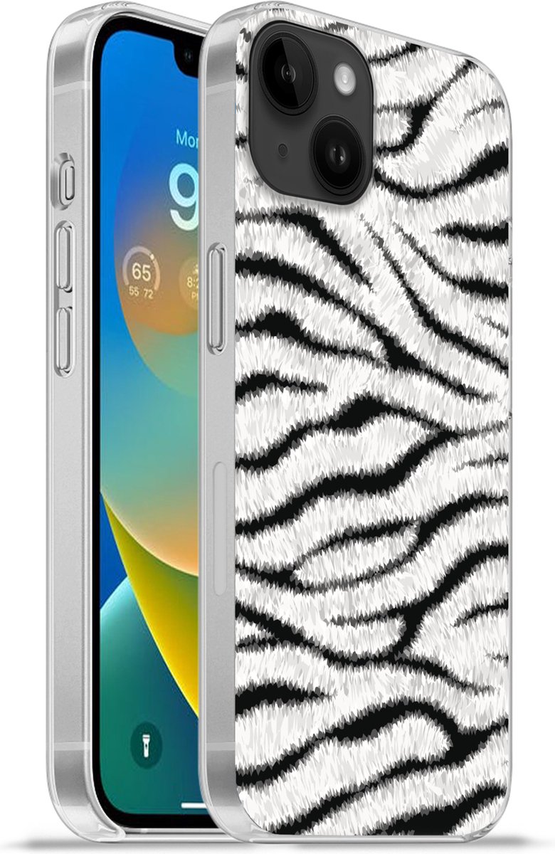 Telefoonhoesje Geschikt voor Apple Iphone 14 Plus hoesje - Dierenprint - Zebra - Wit - Siliconen Telefoonhoesje Telefoonhoesje