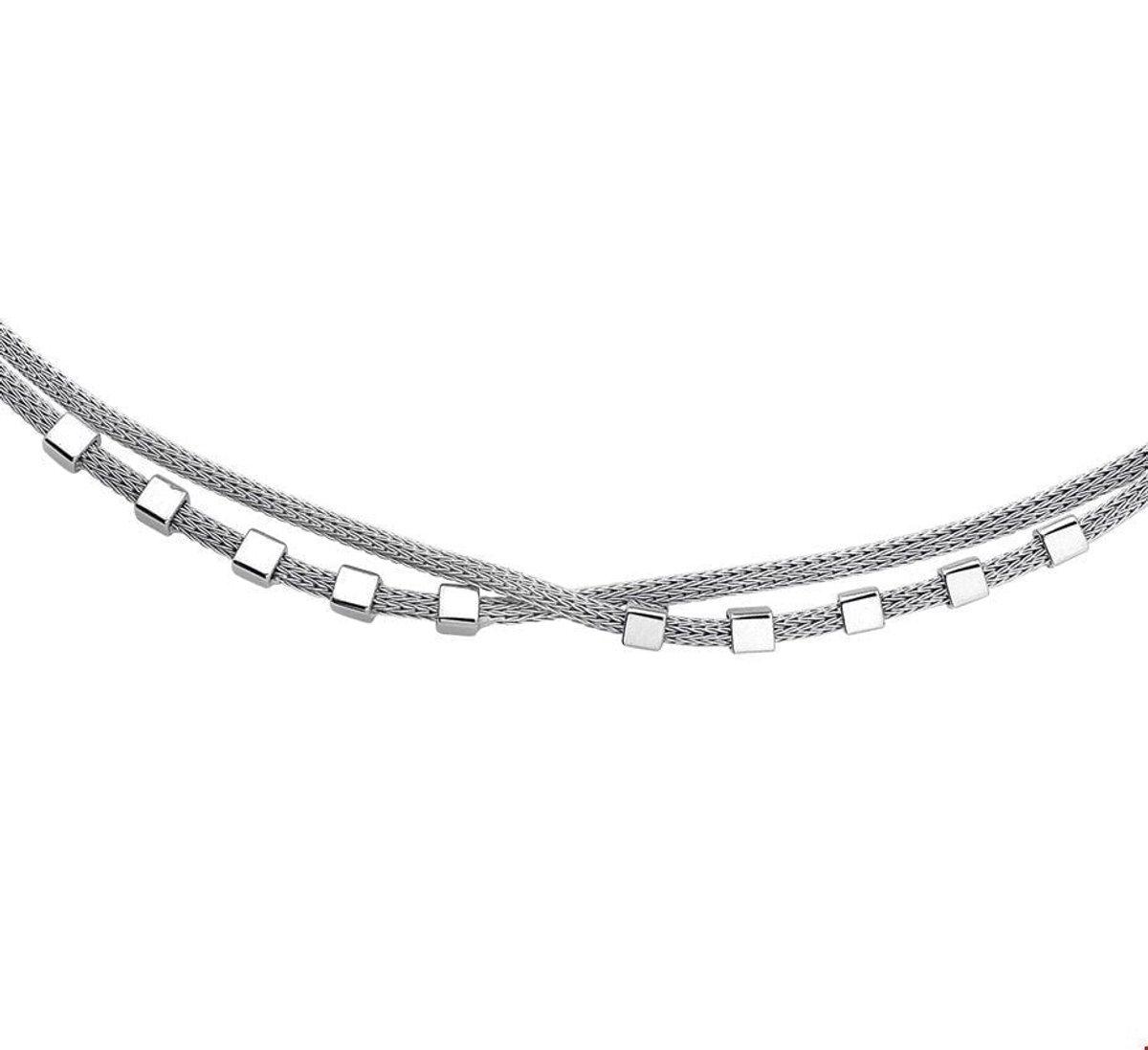 Zilver Gerhodineerde Collier blokjes 42 + 3 cm 1320192