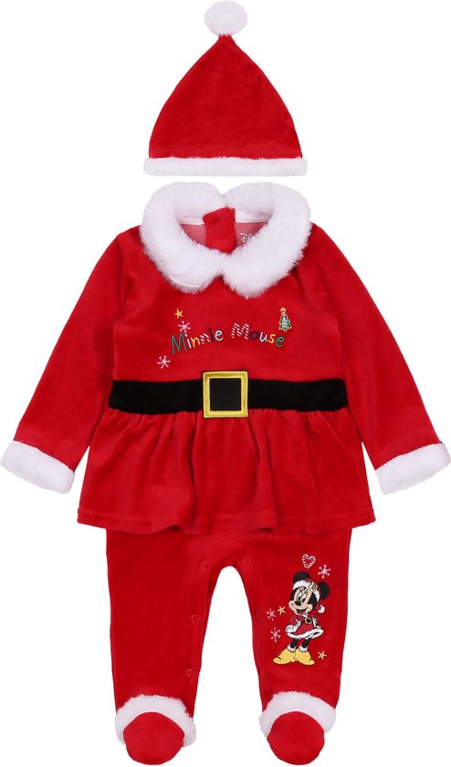 Compleet kerstmanpakje van Minnie Mouse met bijpassende kerstmuts.