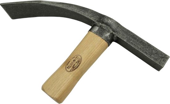 Straathamer met gebogen blad en T-greep, met het DeWit logo op de houten steel.