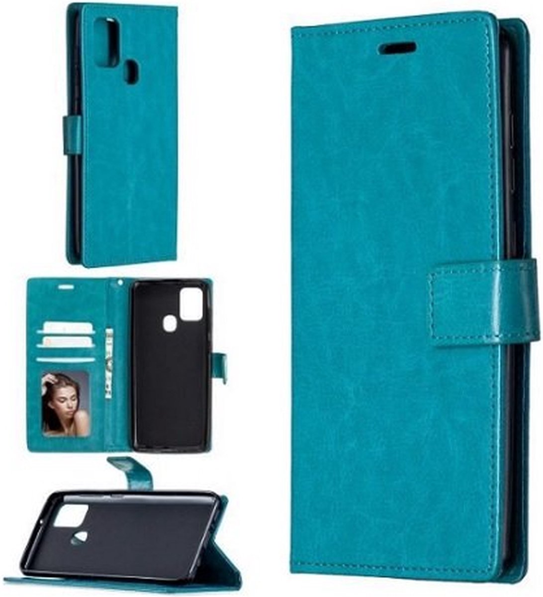 Motorola G9 Power Hoesje Met Pasjeshouder Bookcase Turquoise