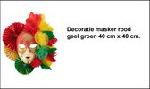 Decoratie masker rood/geel/groen 40cm x 40cm - carnaval limburg optocht thema feest festivalwand decoratie
