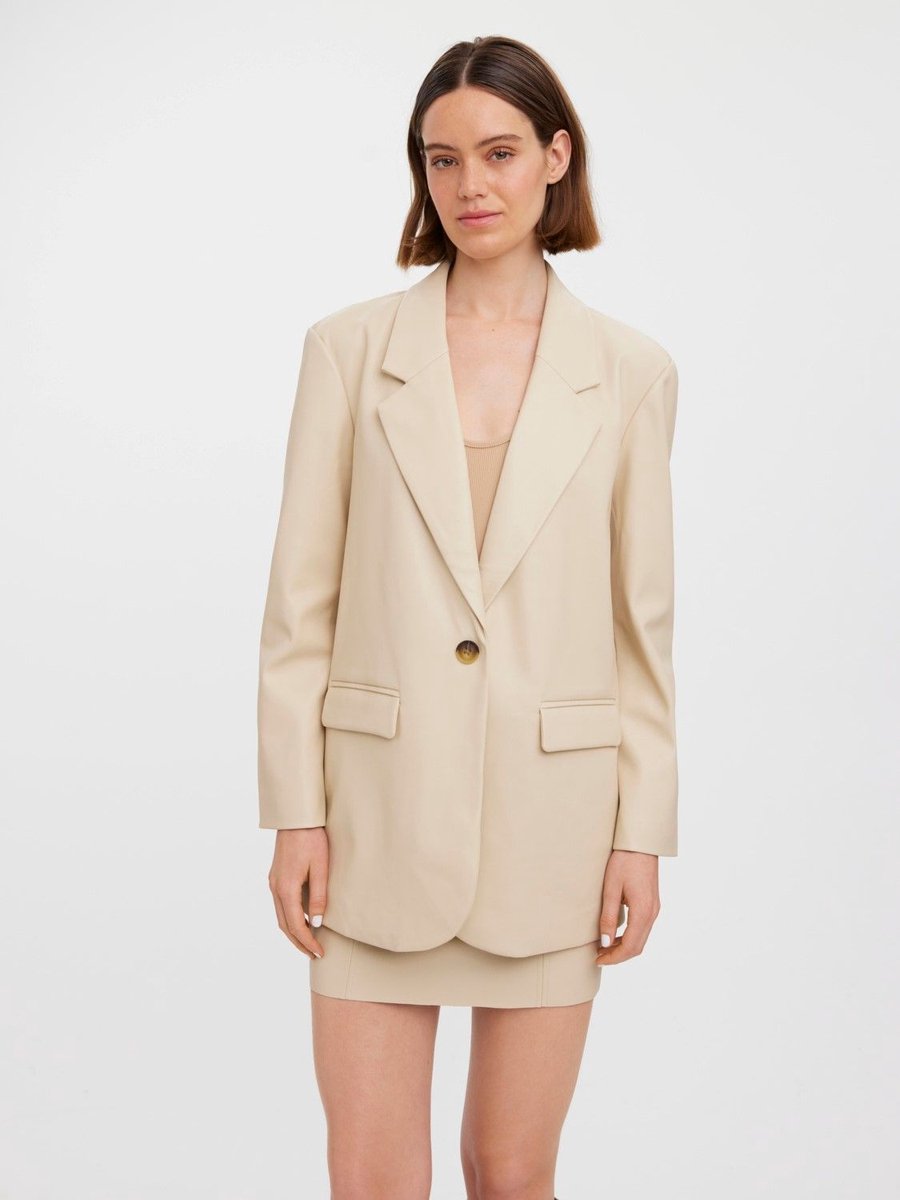 Vero Moda VMOLIVIA LS PL BLAZER - Birch White